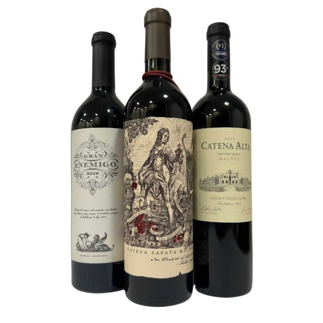 Catena Alta Malbec Historic Rows, El Gran Enemigo Malbec y Catena Zapata Argentino Malbec Trilogía Enológica Premium