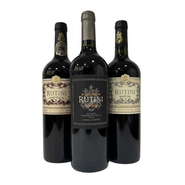 Rutini Cabernet Malbec, Malbec y Rutini Dominio Cabernet Sauvignon Oferta 3 Botellas